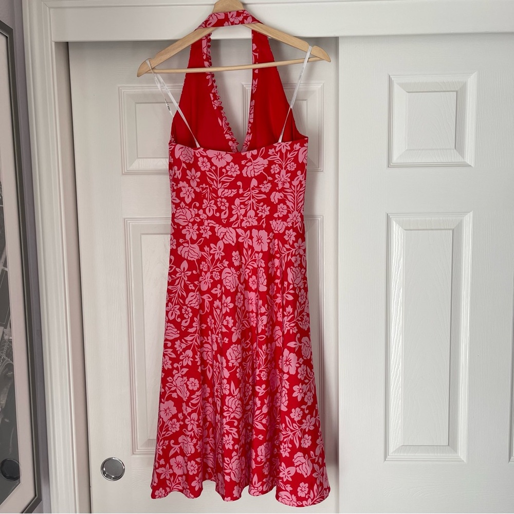 🍓Laundry Silk Floral Printed Halter Neck A-line Midi Dress, Size 4 - Picture 2 of 14